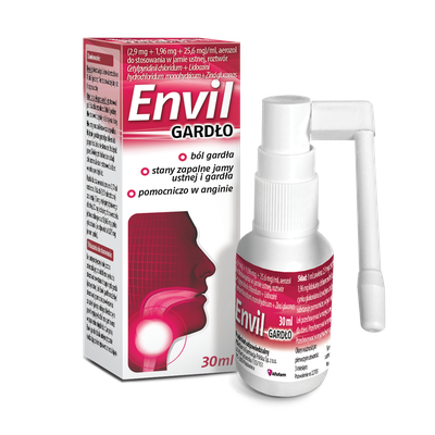 Envil горло, аэрозоль для применения в полости рта, раствор